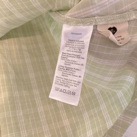 Madewell 100% Cotton Sage Green Plaid Cottage Core Puff Sleeve A-Line Dress XS - Picture 12 of 12